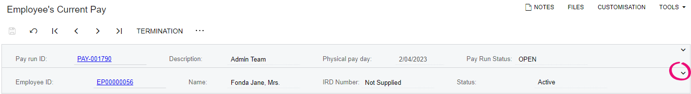 Click the down arrow to display the payslip message.png