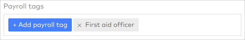 Screenshot of the Add payroll tag button.