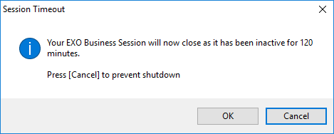 Session Timeout Example message